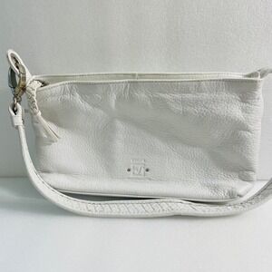 Stone Mountain White Pebbled Leather Shoulder Bag Small Purse